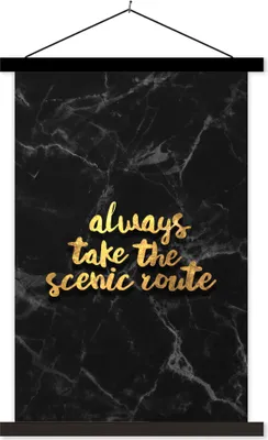 Produktbild von MuchoWow® Textilposter Zitate - Sprichwörter - Gold - Marmor 120x180 cm mit schwarzem Rahmen - Fotos