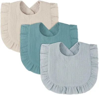 Image de Lot de 3 bavoirs pour bébé : des bandanas en mousseline doux et absorbants pour garçons et filles