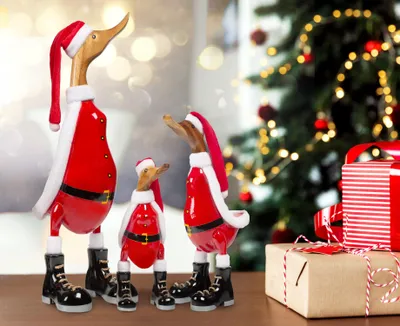 Produktbild von Holz-Ente Santa, Winter- & Weihnachtsdeko, Geschenk S