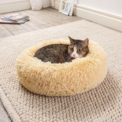 Produktbild von Weltbild Hundebett Katzenbett Donut Beige 50 cm – Kuscheliges Hundekissen für Hunde & Katzen
