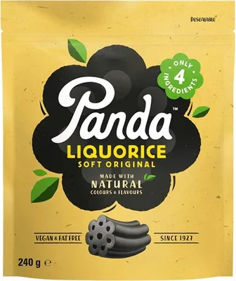 Produktbild von Panda All Natural Soft Liquorice 240g - Weichlakritz - Nur 4 Zutaten
