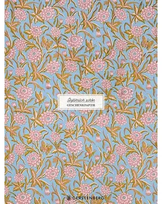 Imagen del producto de Papel de regalo "Gefährlich schön" con diseño de flores rosas: 2 paquetes de 5 hojas cada uno