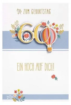 Produktbild von Geburtstagskarte Feelings, Zahl 60, mit Applikation