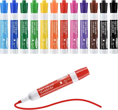 Produktbild von Whiteboard-Marker 12 Stück, abwischbar, Rundspitze, für Büro