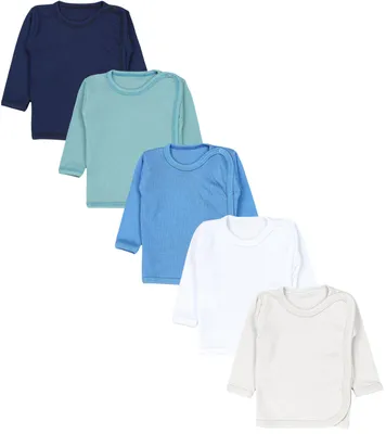 Produktbild von TupTam Uni Baby Wickelshirt Langarm 5er Pack, Farbe: Hellbeige Weiß Dunkelgrün Jeans Dunkelblau, Größe: 50