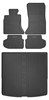 Productafbeelding van Rubberen automatten + kofferbakmat voor BMW 5 F11 FL 2013-2017 (stationwagen) – 5-delig, zwart, op maat – Wielganizator SolidPRO