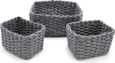 Produktbild von 1.10 3er Set Aufbewahungskörbe - 1x 27x20x13 cm / 2x 18x13x10 cm - Bad Organizer Korb in grau