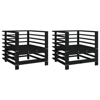 Produktbild von vidaXL Gartenstühle 2 Stk. Schwarz Massivholz Kiefer