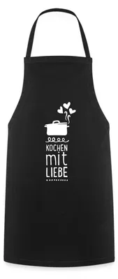 Produktbild von Spreadshirt Kochen Mit Liebe Herz Spruch Kochschürze, One size, Schwarz
