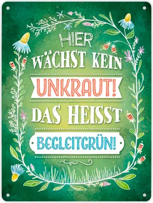 Produktbild von Metallschild XL mit Blumen Motiv und Spruch: Hier wächste kein Unkraut Schild
