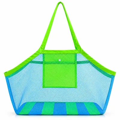 Strandtas aus Netzmaterial, groß, grün, für Sandspielzeug