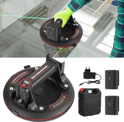 Zdjęcie produktu dla Jayseuw 1x elektryczna przyssawka, elektryczny podnośnik do szkła, podnośnik do płytek, przyssawka do szkła, do transportu, z wyświetlaczem, z 2 akumulatorami, 200 mm