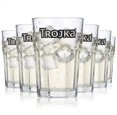 Produktbild von 6x Trojka Vodka Glas Gläser 0,35l Tumbler im Relief Longdrinkglas 2cl 4cl