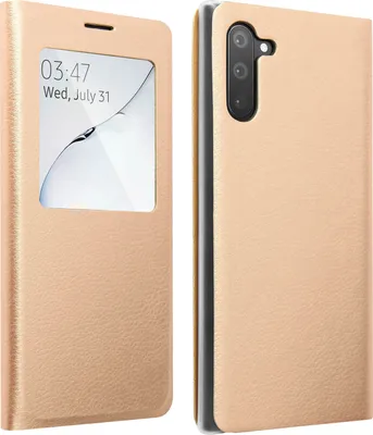 Zdjęcie produktu dla Pokrowiec S-View Flip Cover z okienkiem i uchwytem na karty do Galaxy Note 10 - złoty