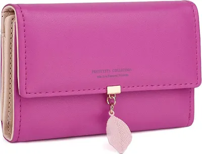 Image de ANYWN Porte-monnaie femme moyen Rouge Rose Porte-monnaie en cuir compartiments