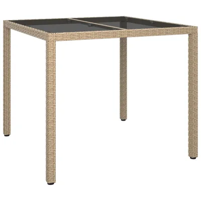 Immagine prodotto di Tavolo Giardino 90x90x75 cm Vetro Temperato e Polyrattan Beige
