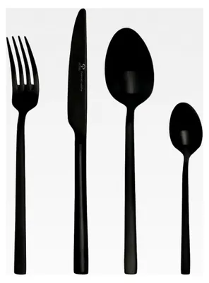 Produktbild von 16-teiliges Besteckset aus Edelstahl in Schwarz, spülmaschinengeeignet und rostfrei für 4 Personen
