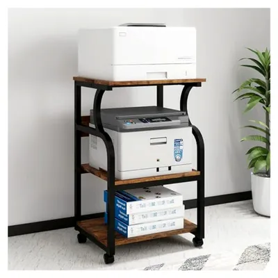 Produktbild von Druckerständer mit verstellbarem Regal, 50 x 40 x 73 cm, Rollwagen mit 3 Etagen für Heimbüro