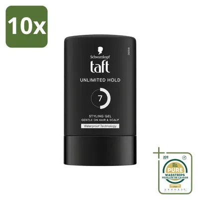 Productafbeelding van 10 x Taft Men Power Styling Gel Unlimited Hold 7 - 300 ml - Verpakking met 10 stuks