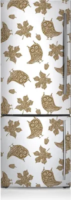 Produktbild von Dekoration Kühlschrank Aufkleber Magnete Küche Kühlschrankmagnete 60x190 cm - Blätter und Eulen.