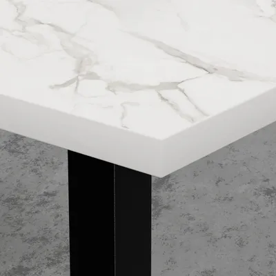Produktbild von Gastro Stehtisch 60x60 cm | D4448 LV Mamor Weiß | Gusseisengestell