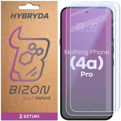 Produktbild von 2x Flexibles Hybridglas für Nothing Phone (4a) Pro, Bizon Hybrid Mule Duo