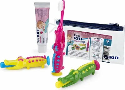 Produktbild von FLUORKIN INFANTIL VIAJE COCODRILO set 3 pz