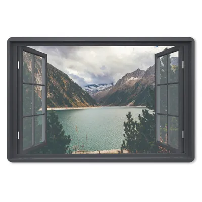 Produktbild von MuchoWow® Schreibtischunterlage Aussicht - Berg - See 60x40 cm - XXL Mauspad - Großes Mauspad