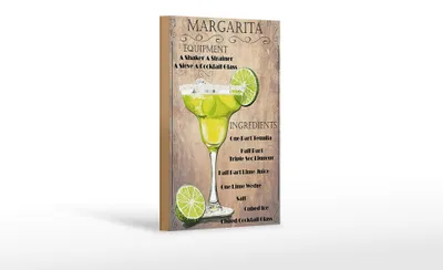 Produktbild von Holzschild Alkohol 12x18cm Margarita Equipment ingredients