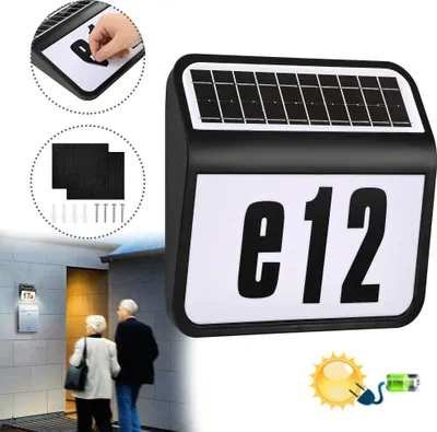 Produktbild von XINZI Solarhausnummer LED Außenwandleuchte – 2 LEDs + Solar-Panel, Amorphes Silizium, Dämmerungsschalter, Schwarz, Ideal für bereich Hausmarkierung