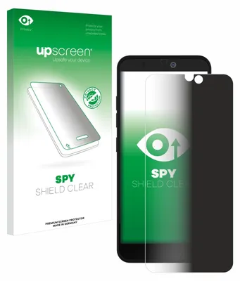 A product package for a screen protector is shown next to a smartphone with the screen protector applied.