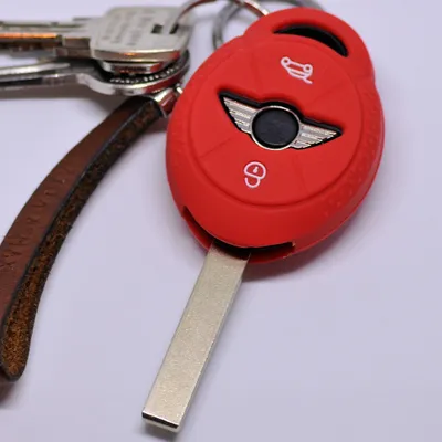 Produktbild von Auto Schlüssel Silikon Schutz Hülle Rot kompatibel mit Mini ONE Cooper Cabrio Clubman 3 Tasten Funk Fernbedienung