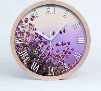 Produktbild von Holzuhr 25fi cm wanduhr - weiße Spitzen - Lavendel