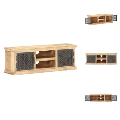 Image de vidaXL Meuble TV avec portes en acier 120x30x40 cm Bois massif de manguier -  Meuble TV