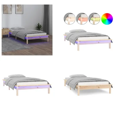 Immagine prodotto di vidaXL Letto in legno massiccio con LED 90x190 cm - Struttura letto - Cornici letto - Struttura letto - Letto camera da letto