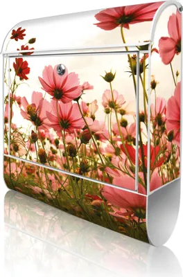 Produktbild von banjado Design Briefkasten Stahl weiß mit Zeitungsfach pulverbeschichtet "Schmuckkörbchen" 38x46x12,5cm & 2 Schlüssel - Postkasten A4 Einwurf inkl. Montagematerial [BKW 11498]