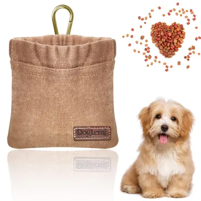 Image de Sac à friandises pour chiens, avec fermeture et mousqueton, couleur marron