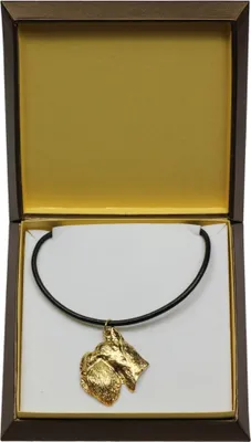 Produktbild von Schnauzer - Hundehalsband in Geschenkbox, vergoldeter Anhänger für Hundefans, auffälliger Schmuck von Art-Dog
