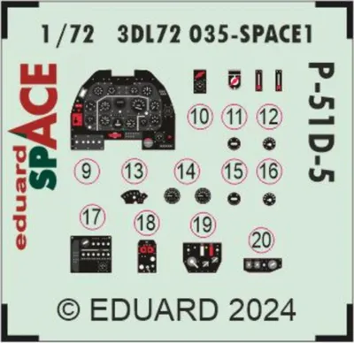 Produktbild von Eduard Accessories 3DL72035 - 1:72 P-51D-5 SPACE - Neu