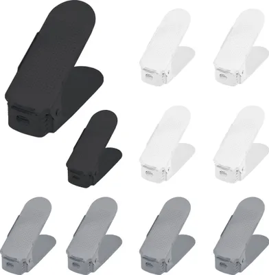Produktbild von XINZI Einstellbare Schuhstapler 10 Stück PP Schuhregale Höhenverstellbar Schuhorganizer rutschfest Doppelschicht Schuhe Organisierer (Weiß)