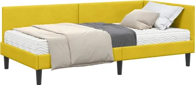 Obrázok produktu pre vidaXL Rohový rám postele s matracom Rôzne 2 ks Žltý zamat