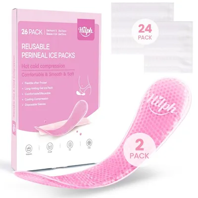 Produktbild von Set mit 2 wiederverwendbaren Kühl- und Wärmepackungen – zur Linderung von Schmerzen im Perinealbereich – rosa