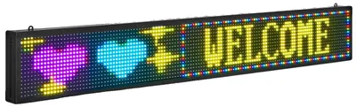 Produktbild von VEVOR Programmierbares LED-Schild, P10 Vollfarbig Flexibles Digitales Scroll-Panel, DIY Benutzerdefiniertes Textmuster GIF-Anzeigetafel, Bluetooth APP Steuerung Nachrichtenschild für Geschäftswerbung, 52x8 Zoll, 131 x 19 cm