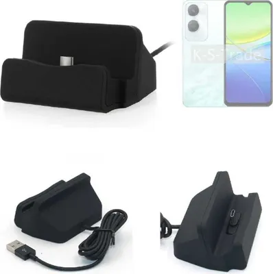 Produktbild von K-S-Trade Docking-Station kompatibel mit Vivo Y36c Ladestation Dock Ladegerät Docking Station Tischständer Ständer inkl. USB Typ C Kabel schwarz