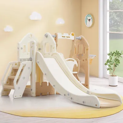 Produktbild von 5-in-1 Spielgerät – Kinderspielplatz mit Rutsche und Schaukel aus sicherem Kunststoff