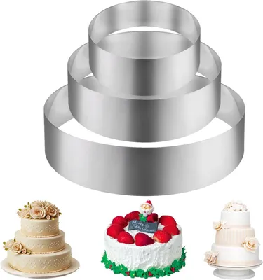 Produktbild von Edelstahl Tortenring Set Backrahmen 10/15/20cm Rund - 3 Stück