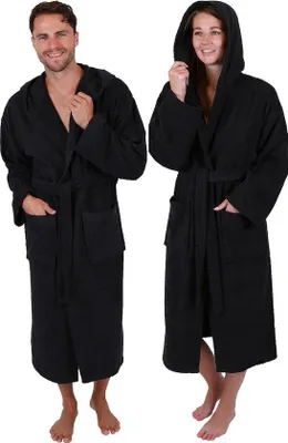 Produktbild von Famanu Bademantel mit Kapuze für Herren und Damen - Baumwolle, lang