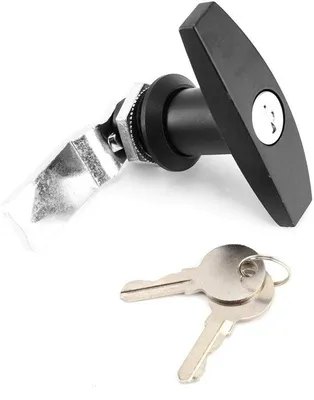 Image de Poignée en forme de T continue - Alliage de zinc de haute qualité - Deux axes - Pour caravane/remorque - Design compact - Durable et stable - Serrure