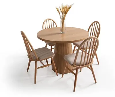 Immagine prodotto di Set per sala da pranzo Tavolo da cucina con 4 sedie Tavolo da pranzo rotondo Mobili per sala da pranzo