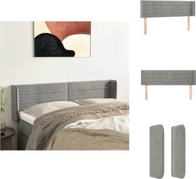 Produktbild von vidaXL Kopfteil mit Ohren Hellgrau 147x16x78/88 cm Samt -  Kopf- & Fußenden